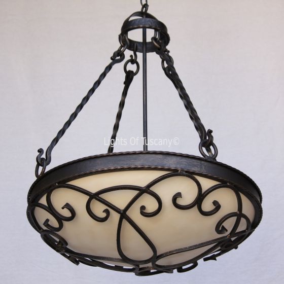 Transitional Spanish style hanging pendant bowl
