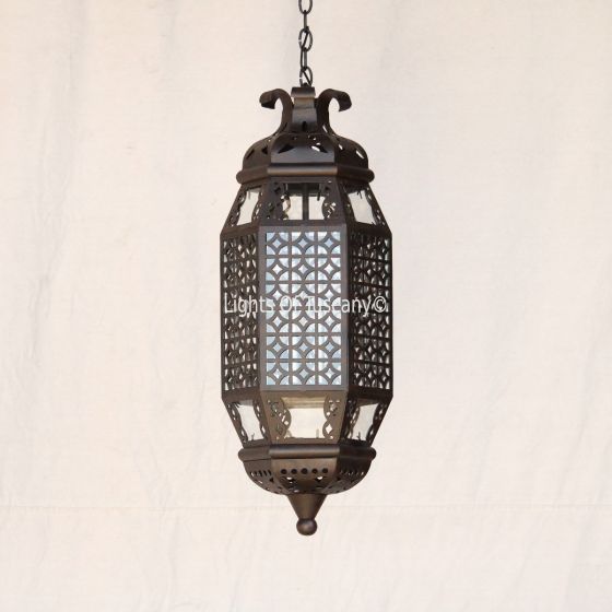 2523-3 Moroccan Style Wrought Iron Hanging Pendant Lantern