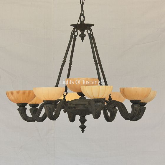 Alabaster-Old World European Solid Brass Casting Chandelier