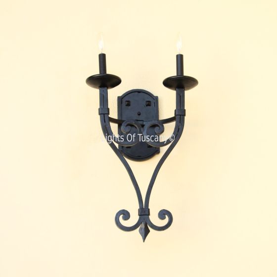 5080-2 Spanish Transitional Style Wrought Iron Double Wall Light Sconce
