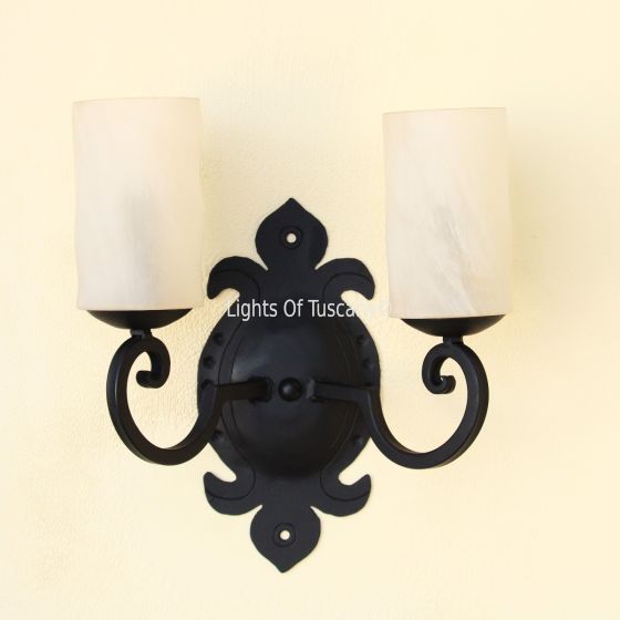 5141-2GLS Spanish Mediterranean Style Double Wall Sconce Light