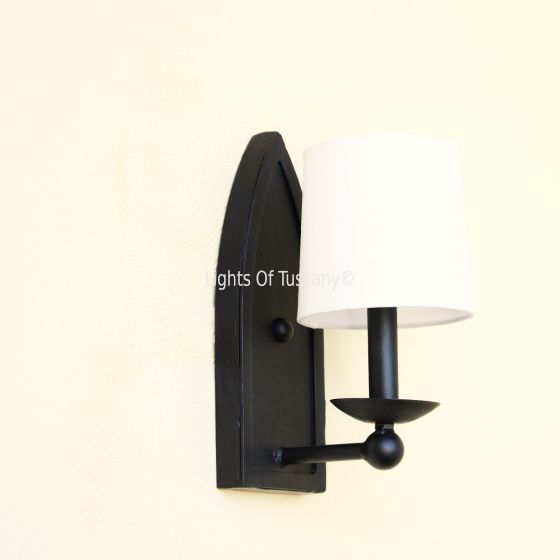 5174-1SHD Transitional Style Wrought Iron Wall Sconce with Linen Shade