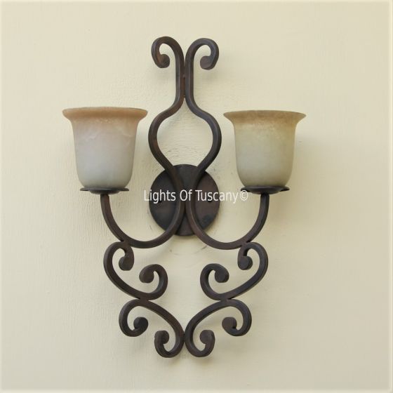 Italian Country Wall Sconce, French Country Wall Sconce, Rustic Wall Sconce, Spanish Wall Sconce, Double Light Wall Sconce, Mediterranean Style Wall Sconce