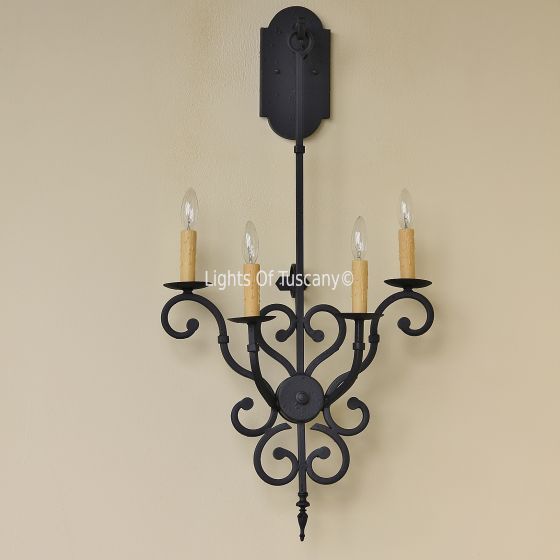 5392-4 Vintage Tuscan Style Iron 4 Light Wall Sconce Mediterranean Spanish Style Antique