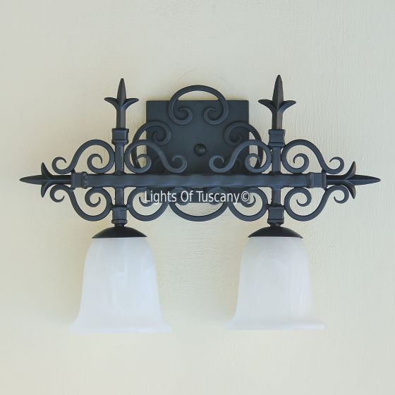5578-2 Spanish Revival Wrought Iron Bathroom Vanity Light