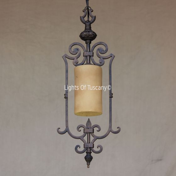 Onyx Mini-Pendant-Hand Forged-Wrought Iron