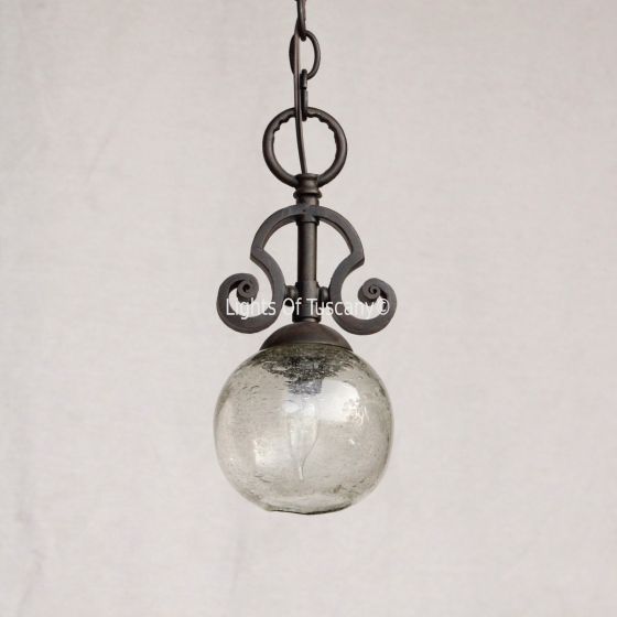 6145-1 Wrought Iron Kitchen Island Hanging Globe Pendant Light