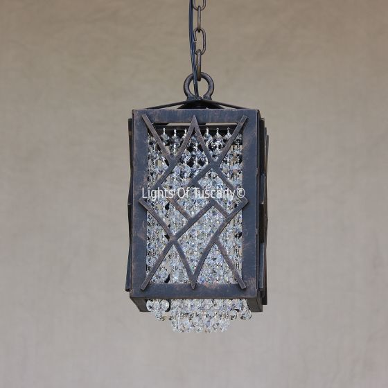 Contemporary crystal mini pendant-Wrought Iron