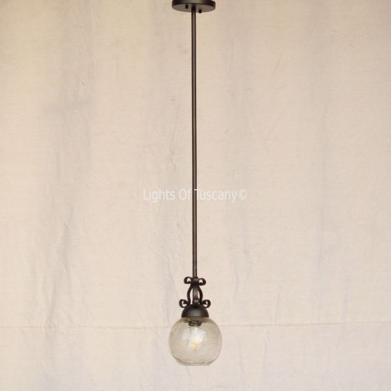 6190-1 Wrought Iron Mini Pendant Light With Globe