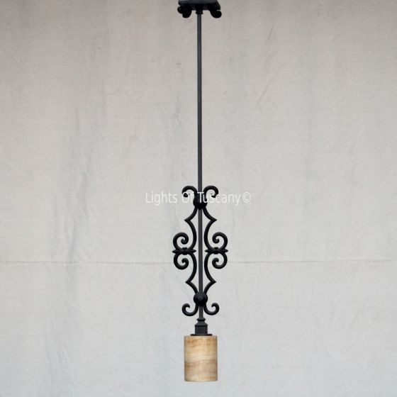 6209-1 Spanish Revival Style Wrought Iron Hanging Pendant Light