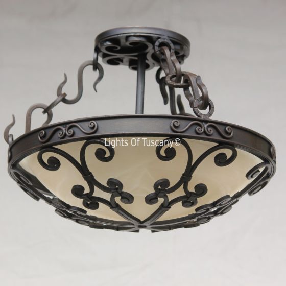 Tuscan Style Semi Flush ceiling fixture.
