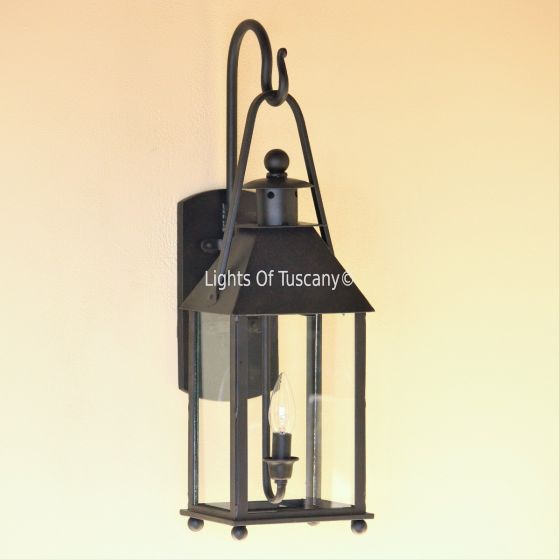 Rustic outdoor iron wall lantern, craftsman outdoor light