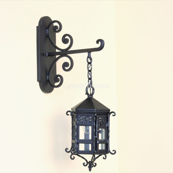 Decorative hanging light, lantern and chain, Spanish Colonial Light, Wall Lantern, Mediterranean Wall Light
