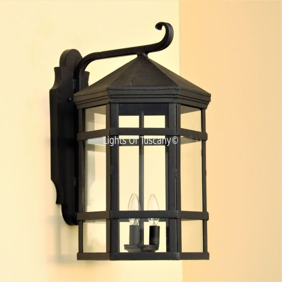 7024-LG Contemporary Spanish Mediterranean Wrought Iron Exterior Lantern