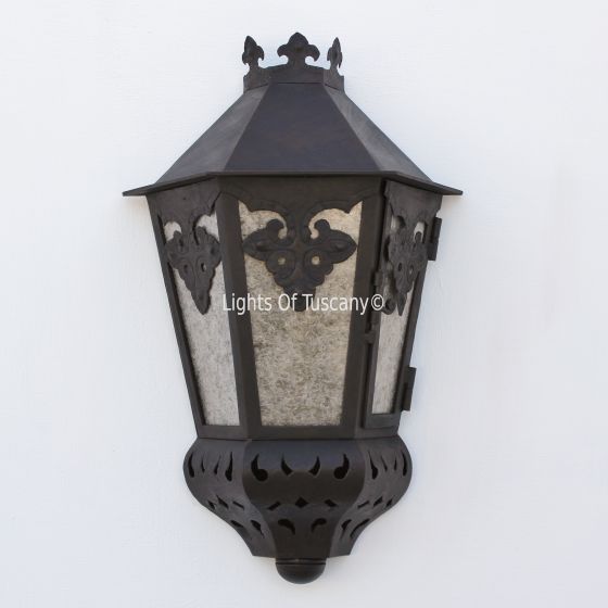 7044-1 Spanish/Mexican style forged wrought iron outdoor pocket lantern/lamp
