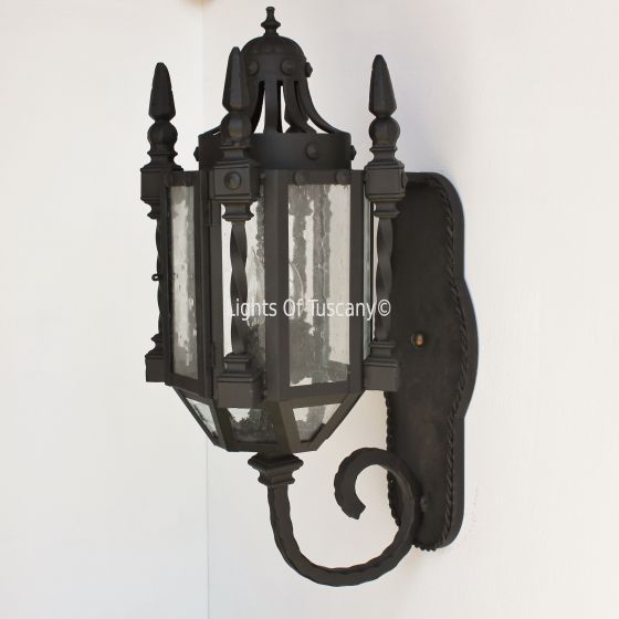 Gothic style Wrought Iron Wall lantern.