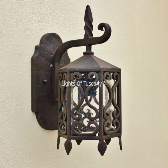 7067-1 Tuscan/ Spanish Style Outdoor Wrought Iron Wall Lighting Fixture