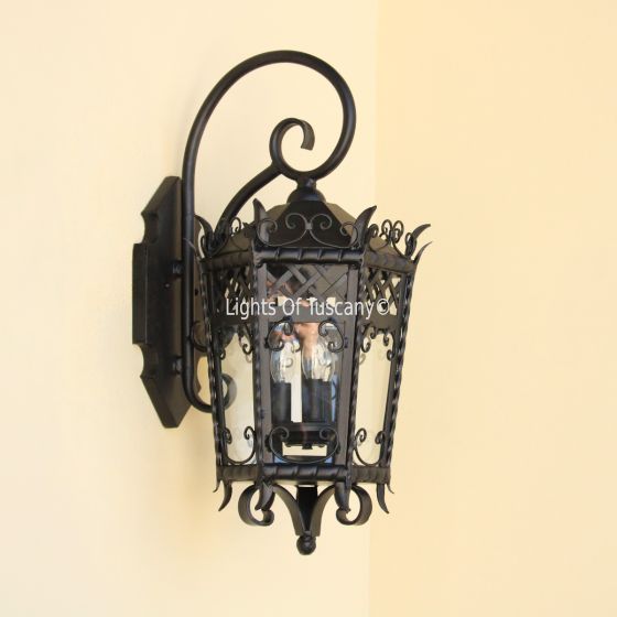 7161-3 Gothic Revival Old World Hand Forged Wrought Iron Wall Light