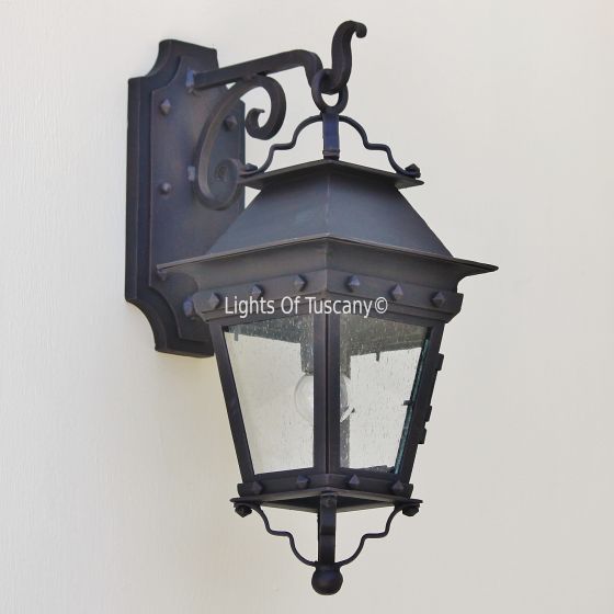 Contemporary-Spanish Wrought Iron Lantern/ Light