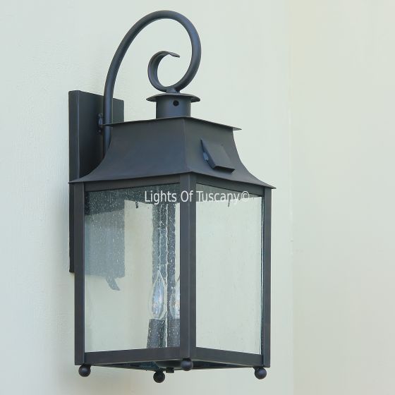 Contemporary Outdoor Wrought Iron Wall Lantern 7357-3