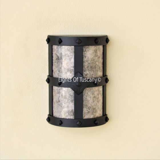7416-1 Contemporary Decorative Outdoor Iron Pocket Light with Mica