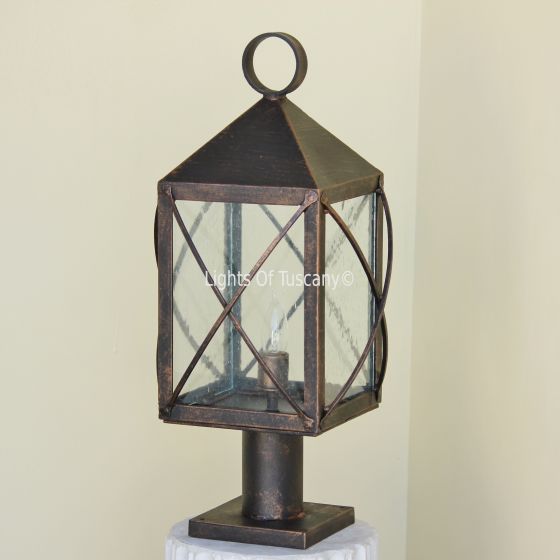 Rustic pier mount post lantern light