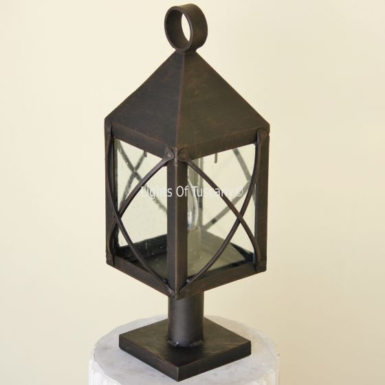Rustic pier mount post lantern light