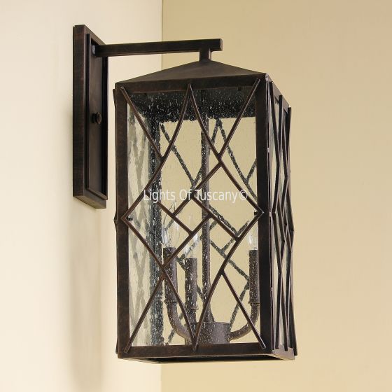 7832-3 Contemporary Wrought Iron Outdoor Wall Lantern