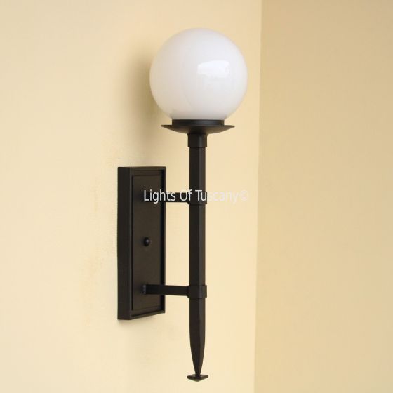7943-1 Transitional Style Globe Iron Torch Outdoor Light