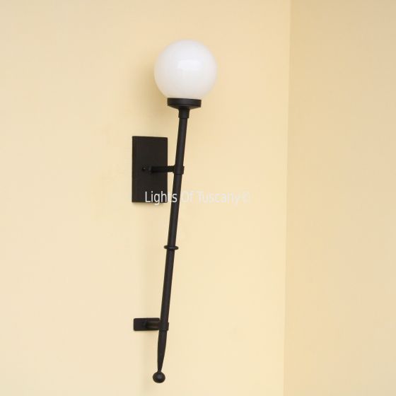 7946-1 Transitional Style Globe Iron Torch Outdoor Light