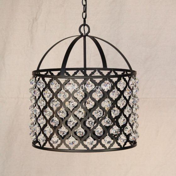8001-6 Crystal Pendant Drum Light