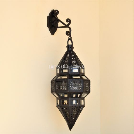 8275-3 Moroccan Style Outdoor Hanging Wrought Iron Wall Light