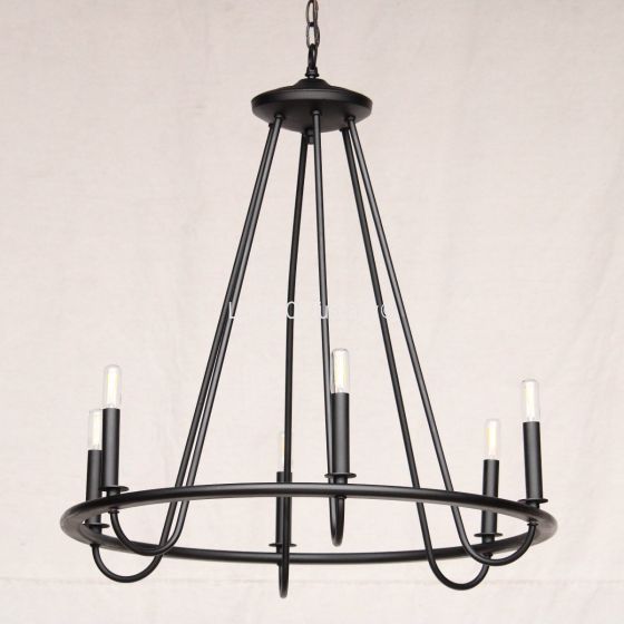 9013-6 Wrought Iron Contemporary Style Chandelier