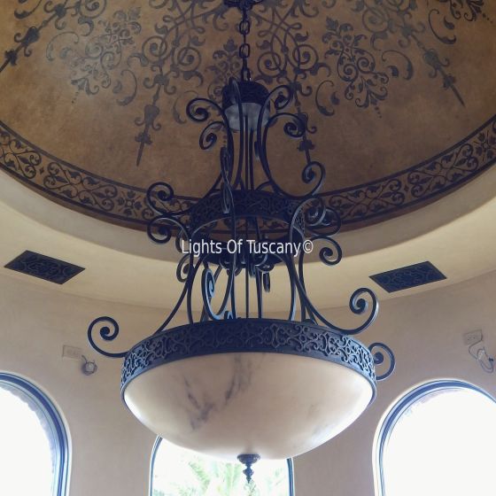 Custom Tuscan Style Bowl Pendant Light.