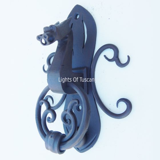 Door knocker with medieval/castle style dragon design