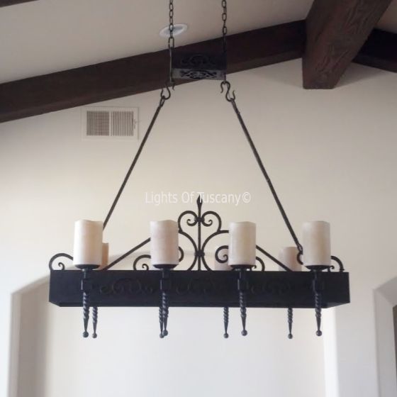 Custom Tuscan Wrought Iron Island chandelier