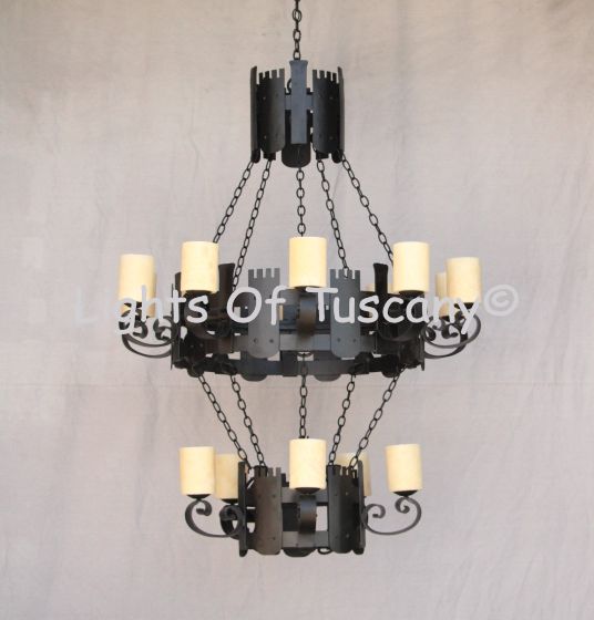 1724-15 Wrought Iron Castle Gothic Style Chandelier