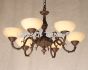 4250-6ALB European Antique Style Cast Brass Chandelier with Genuine Stone Shades