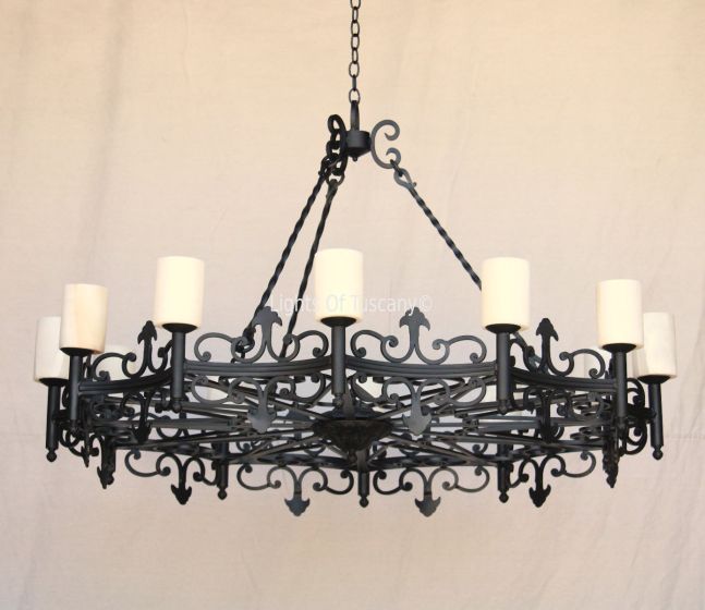 1319-12LG Spanish Revival Style Wrought Iron Chandelier