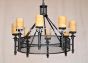 1038-8OX  Contemporary Wrought Iron Mesh Chandelier with Onyx