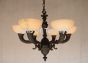 4243-6ALB European Cast Brass Chandelier with Genuine Stone Shades