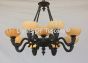4215-9 Old World European Solid Brass Casting Chandelier with stone shades