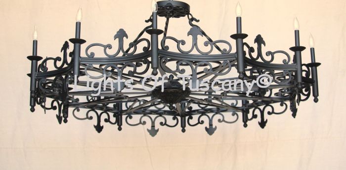6559-12 Spanish Revival Semi Flush Iron Wrought Iron Light