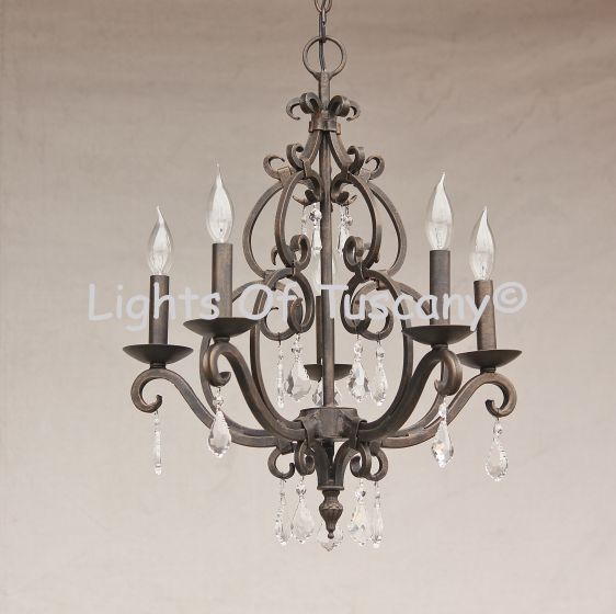 3530-5  Spanish Style Mini Chandelier with Crystals