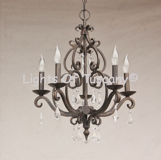 3530-5 Spanish Style Mini Chandelier with Crystals
