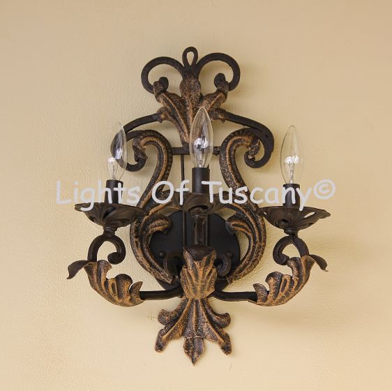5384-3 Vintage Tuscan Style Iron Wall Sconce