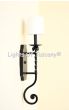 5258-1GLS Transitional Style Hand Forged Wrought Iron Wall Sconce with glass candle