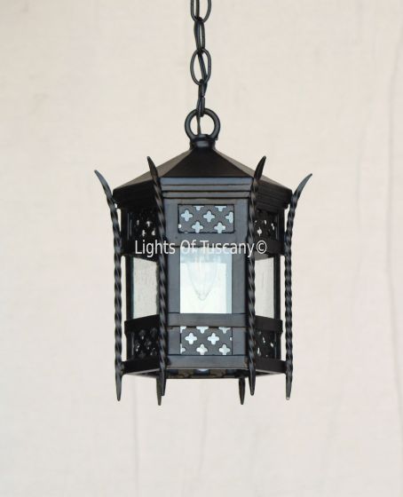 Castle Hanging Lantern, Gothic Hanging Lantern, Medieval Hanging Lantern, Mini Lantern, Unique Style Lantern, Exterior Lighting, Harry Potter Style Light, Castle Style Light, Wrought Iron Lantern, Heavy Duty Iron Light, Unique Lantern