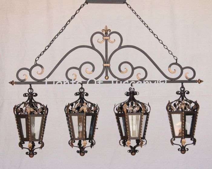 6196-4 Tuscan Style Linear Wrought Iron Hanging Light