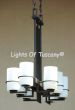 1534-8 Contemporary Wrought Iron Chandelier with genuine stone shades